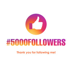 #5000 followers illustration for social networks congratulation