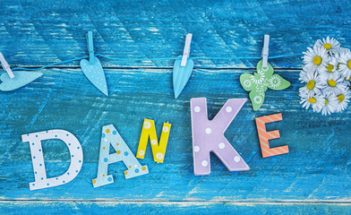 Danke Karte Hintergrund Blau Holz Motiv