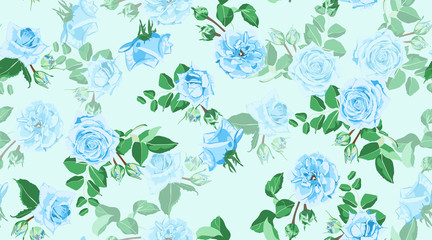 Vintage Roses, Seamless Floral Pattern.
