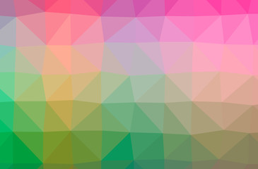 Illustration of abstract Green, Pink, Red horizontal low poly background. Beautiful polygon design pattern.