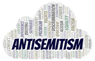 Obraz premium Antisemitism - type of discrimination - word cloud.