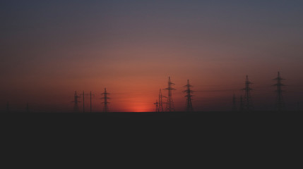 Naklejka premium sunset over city