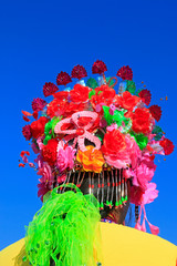 Chinese traditional style yangko folk dance performance headwear, China