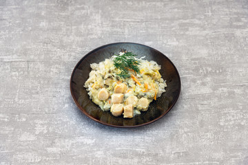 Scallop leek with basmati rice