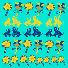Fototapeta na wymiar seamless pattern with flowers and butterflies