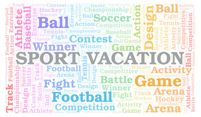 Sport Vacation word cloud.