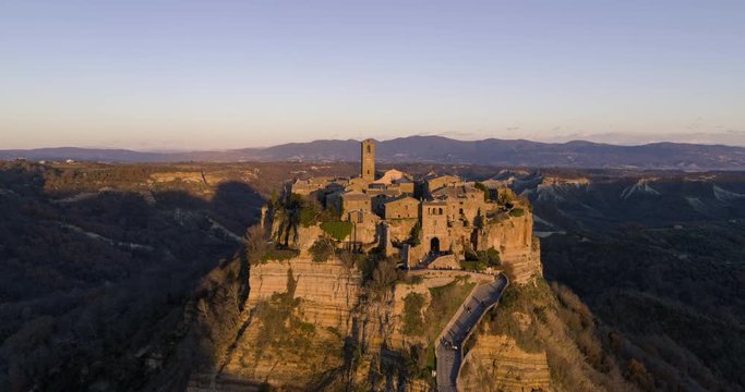 Aerial of Civita Di Bagnoregio - Central Italy Travel Destination