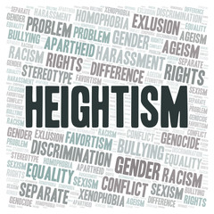 Heightism - type of discrimination - word cloud.