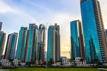 Fototapeta na wymiar District downtown. View of the beautiful modern high-rise buildings.