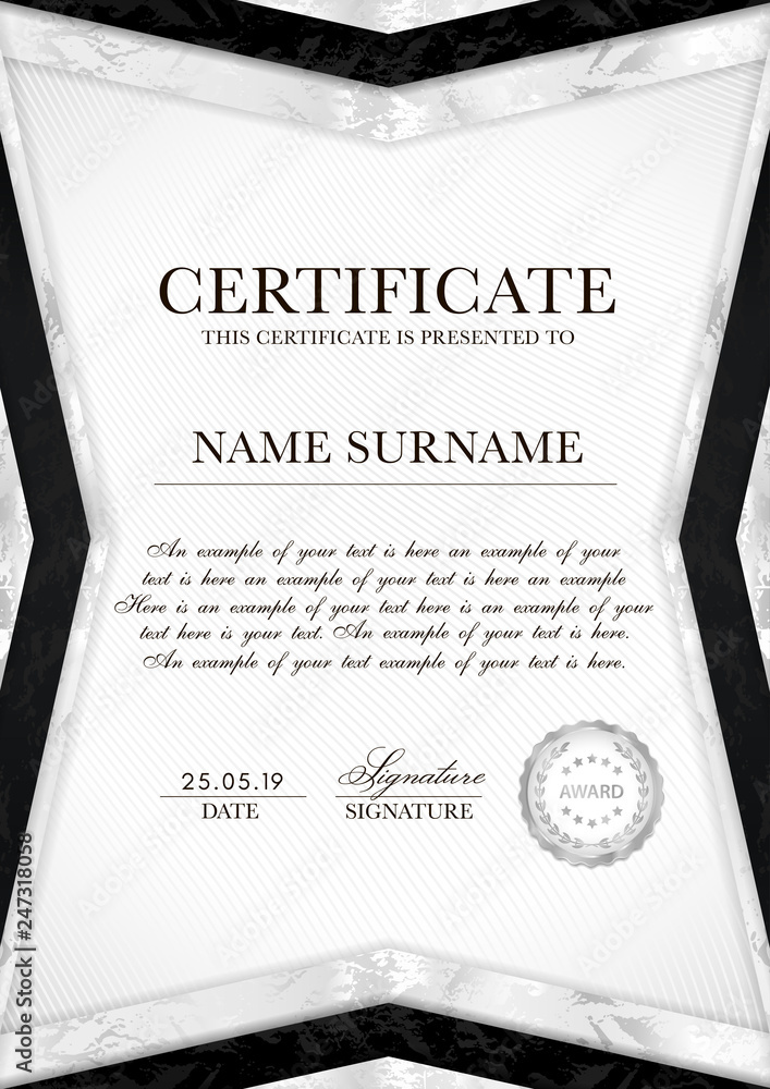 Wall mural silver certificate template with line guilloche background pattern (watermark), geometry frame and s