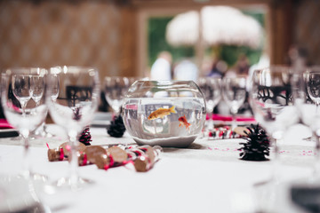 Decoration fish, festive and vintage decoration for wedding, romantic and rustic receptions