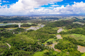 Chocolate hills, Philippines, Bohol island. Aerial view from the drone.