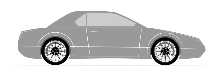 Simple outline of a modern sports car. Auto business logo or emblem.