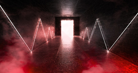 3d render, abstract background, tunnel, neon lights, virtual reality, arch, pink blue, vibrant...