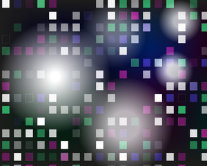 Glowing vector disco background. Mosaic with light reflections.