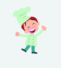 Chef exulting in happiness