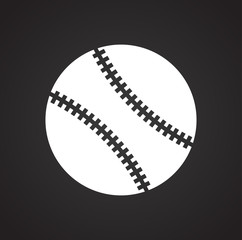 Baseball ball icon on black background for graphic and web design, Modern simple vector sign. Internet concept. Trendy symbol for website design web button or mobile app