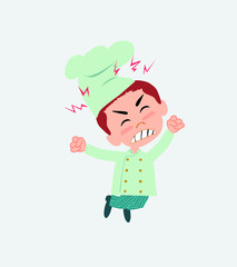 Chef jumps angry.