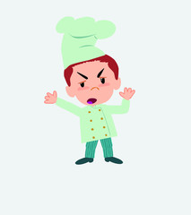 Chef argues something with a gesture of discontent.