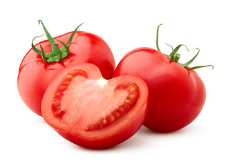 tomato isolated on white background, clipping path, full depth of field