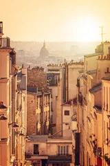 Gordijnen Panorama of Paris, view from the hill of Montmartre, in Paris France © Delphotostock
