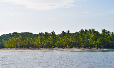 Beautiful island with white beach and palms, Cayo levantado paradise 