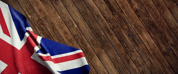 United Kingdom, cloth flag on wood