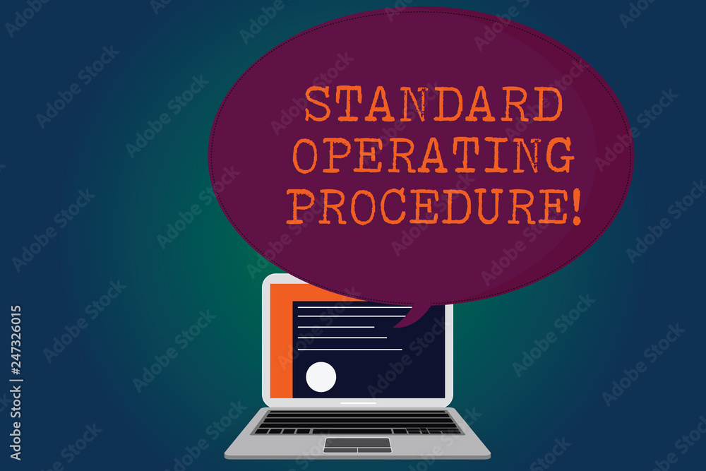 Poster handwriting text standard operating procedure. concept meaning detailed directions on how to perform