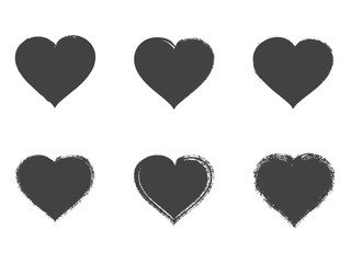 Vector set of grunge hearts.