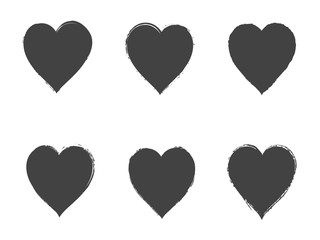 Vector set of grunge hearts.