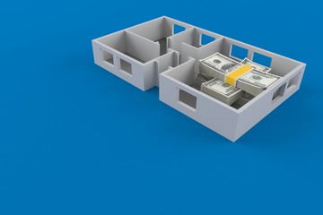 Dollar currency inside house plan