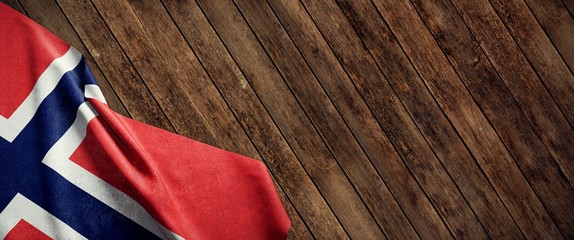 Norway, cloth flag on wood