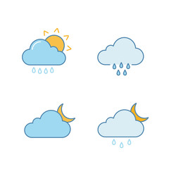 Weather forecast color icons set