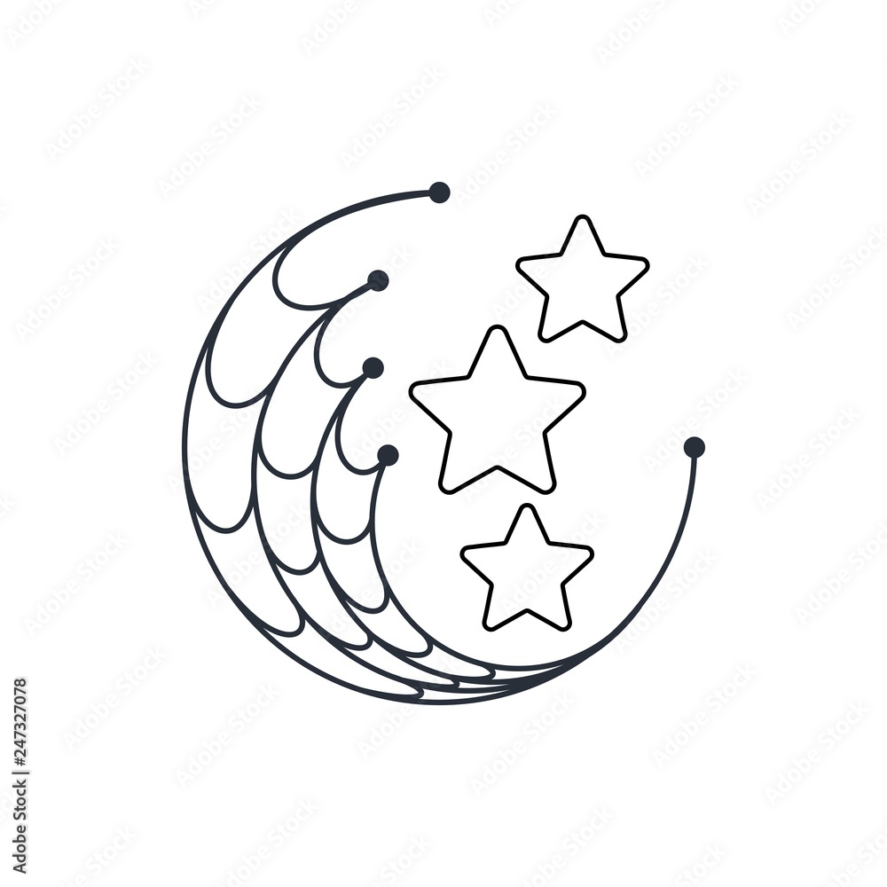 Poster upgrade strategy (star grabbing) using the internet network. linear vector image.