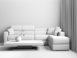 modern interior of living room, 3 d rendering