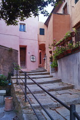Fototapeta na wymiar Typical village square in Marciana, Elba island, Tuscany, Italy