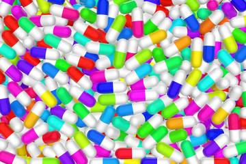 Fototapeta na wymiar Colorful pills 3D illustration