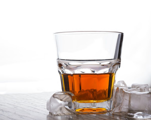 Whiskey glass on a bar counter