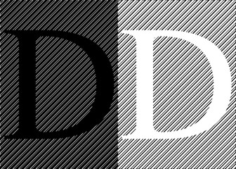 Black and white letters D on an abstract black and white background. Vector illustration.