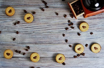 cookies in the shape of hearts, on the cookie letters LOVE. the concept of a gift for Valentine's day on February 14. selective focus