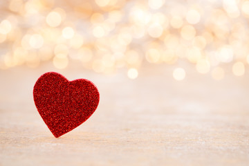 Red heart bokeh background, valentine day greeting card.