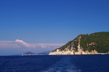 Fototapeta premium View of the northern coastline from the sea, Elba Island, Tuscany, Italy