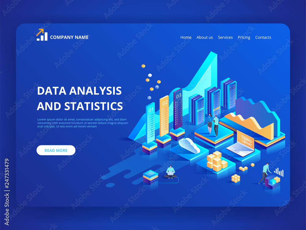 Aufkleber data analysis and statistics concept. vector isometric illustration business analytics