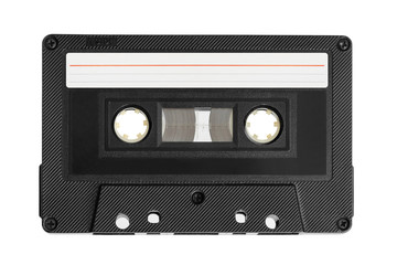Audio cassette with blank label - obrazy, fototapety, plakaty