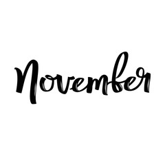 November month name. Handwritten calligraphic word.