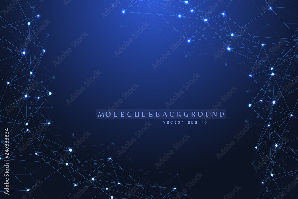 Fototapete Networking connection concept abstract technology. Global network connections with points and lines. Big data visualization. Futuristic infographic. Vector illustration