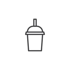 Milk shake cup with straw line icon. linear style sign for mobile concept and web design. Take away milk shake drink outline vector icon. Symbol, logo illustration. Pixel perfect vector graphics