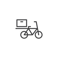 Food Delivery Bike line icon. linear style sign for mobile concept and web design. Bike with box outline vector icon. Symbol, logo illustration. Pixel perfect vector graphics