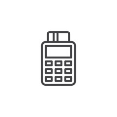 Cash register line icon. linear style sign for mobile concept and web design. POS terminal with credit card outline vector icon. Symbol, logo illustration. Pixel perfect vector graphics