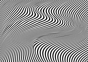 Abstract wave lines in black and white background. Vector illustration.